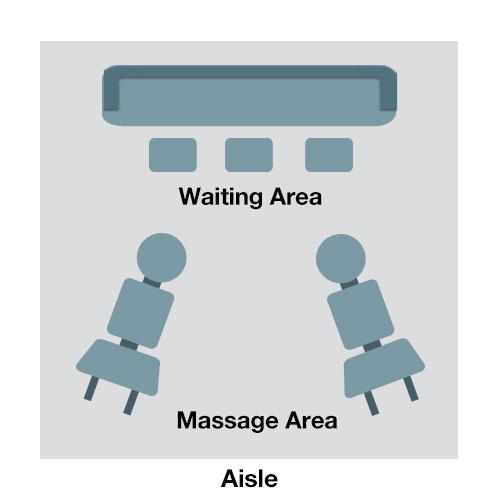10' linear booth chair massage floor plan