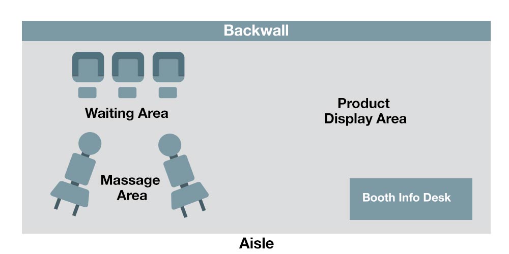 20' linear booth chair massage floor plan