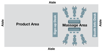 20' x 40' island exhibit chair massage floor plan