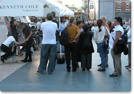 Crowd waiting for a chair massage